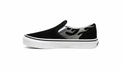 Vans Uy Classic Slip-On (Suede Flame) Kids Black -SHOOOS SHOP vans uy classic slip on suede flame blk tr wht vn0a4butwkj 2