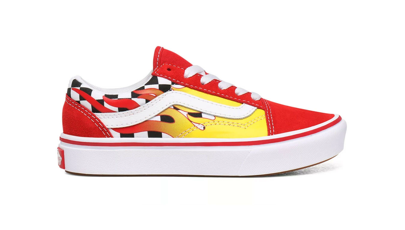 Vans Uy Comfycush Old Skool (Flame) Kids Multicolor 3 Vans Uy Comfycush Old Skool (Flame) Kids Multicolor