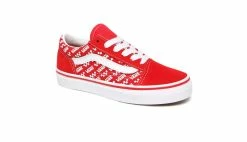 Vans Uy Old Skool (Logo Repeat) Kids Red -SHOOOS SHOP vans uy old skool logo repeatrcngrd trwht vn0a4buuw35 4